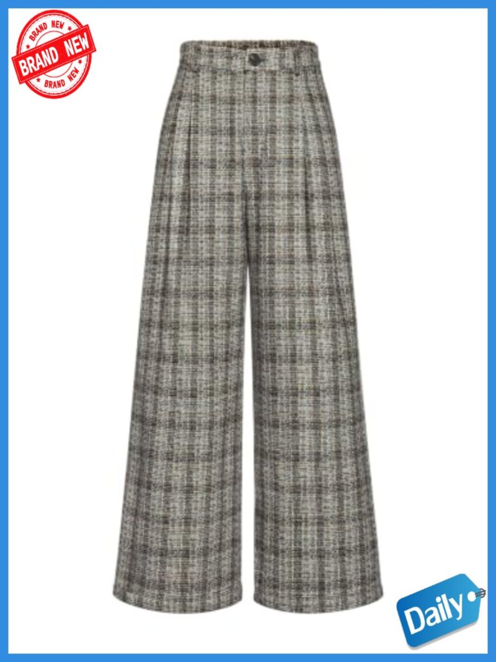 Women's Plaid Wide Leg Pants High Waisted Lounge Trousers with Pockets